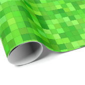 Papier d'emballage à pixels verts, cadeau d'annive (Coin rond)