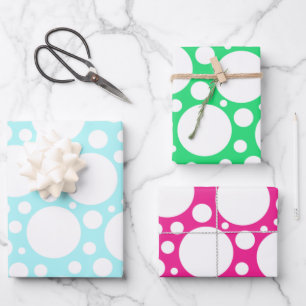 Papier d'emballage à pois en 3 couleurs
