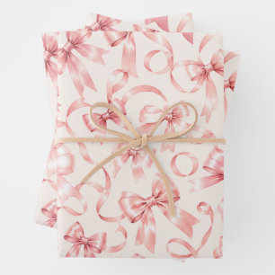 Papier d'emballage à ruban rose coquette   Ruban f