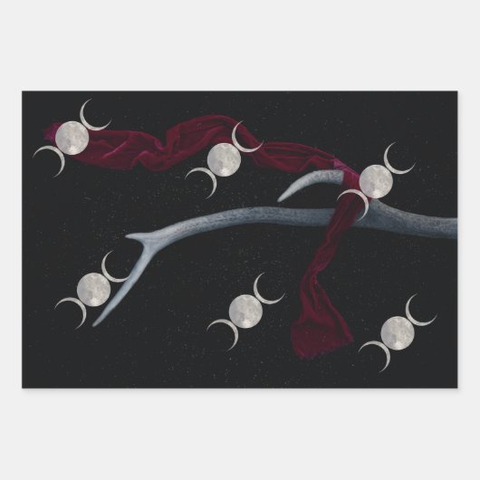 Papier d'emballage à trois lunes de Witchy Woods (Devant)