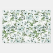 Papier d'emballage Anémone aquarelle Set de 3 (Devant 3)