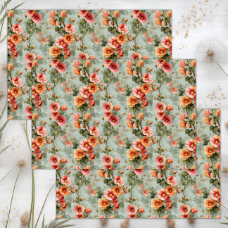 PAPIER D'EMBALLAGE AUX ROSES TRESSES ROSE ET ROSE