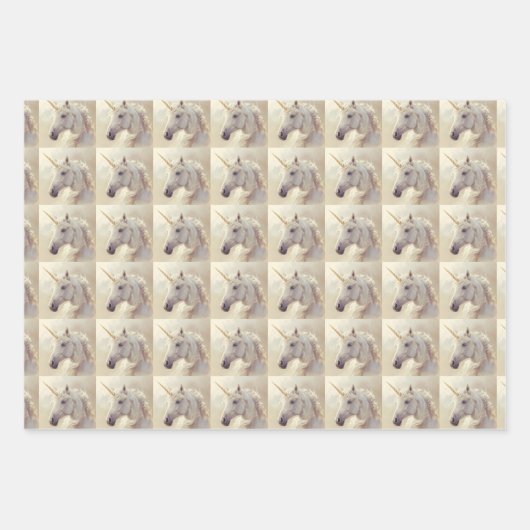 Papier d'emballage avec Unicorn Sparkle blanc (Devant 2)