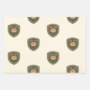 Papier d'emballage Aviator Bear Military Party
