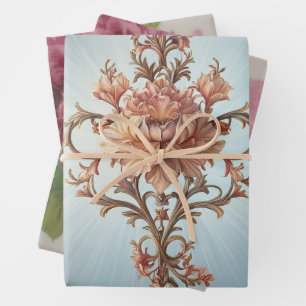 Papier d'emballage Baroque Rose Feuille plate Set