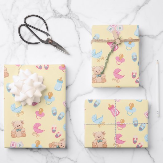 Papier d'emballage bébé Douces Débuts – Finition m (Recto)