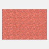 Papier d'emballage blanc orange motif botanique (Devant 3)
