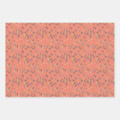 Papier d'emballage blanc orange motif botanique (Devant 2)