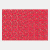 Papier d'emballage blanc vert rouge motif botaniqu (Devant 3)