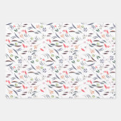 Papier d'emballage blanc vert rouge motif botaniqu (Devant)