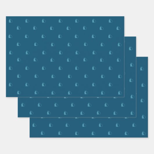 papier d'emballage bleu lovecats jeu de 3 (Lot)