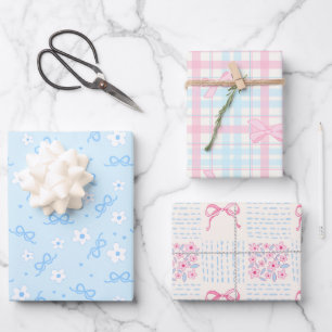 Papier d'emballage bleu pastel coquette mignon