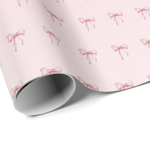 Papier d'emballage cadeau à motif de ruban rose