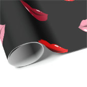 papier d'emballage cadeau aux lèvres roses et roug (Coin rond)