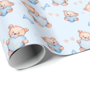 Papier d'emballage cadeau Baby Shower Ours en pelu