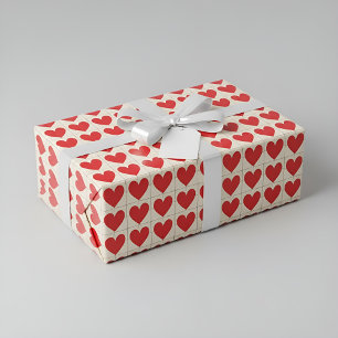 Papier d'emballage cadeau Cœurs Rouges Motif Amour