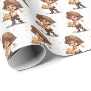 Papier d'emballage cadeau d'anniversaire pirate po