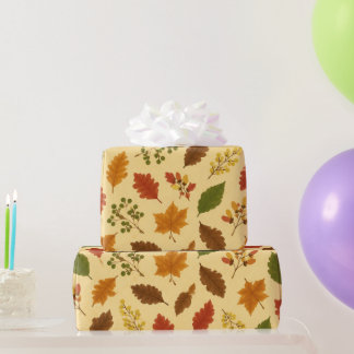 Papier d'emballage cadeau d'automne - Feuilles d'a