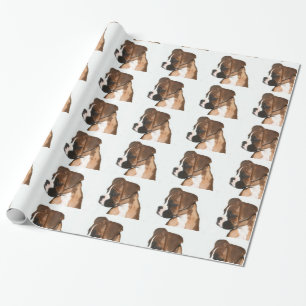Papier d'emballage cadeau de chien de boxeur