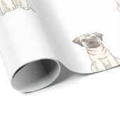 Papier d'emballage cadeau de chien de carlin (Coin rond)