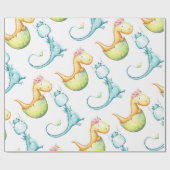 Papier d'emballage cadeau de dragons de bébé (Plat)