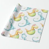 Papier d'emballage cadeau de dragons de bébé (Déroulé)