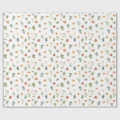 Papier d'emballage cadeau de fleurs vert orange (Plat)