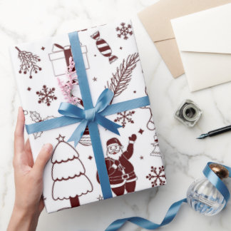 Papier d'emballage cadeau de Noël à motifs linéair
