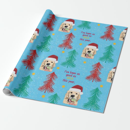 Papier d'emballage cadeau de Noël à thème chien (Déroulé)