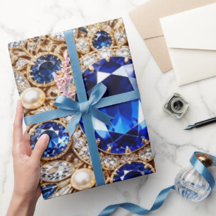 Papier d'emballage cadeau de Noël bleu saphir de l