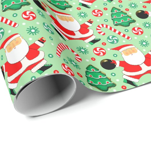 Papier d'emballage cadeau de Noël Bowling (Coin rond)