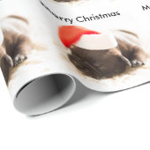 Papier d'emballage cadeau de Noël de chiot (Coin rond)