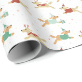 Papier d'emballage cadeau de Noël de golden (Coin rond)