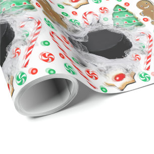 Papier d'emballage cadeau de Noël de hockey