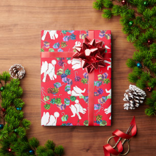 Papier d'emballage cadeau de Noël d'éléphant blanc