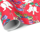 Papier d'emballage cadeau de Noël d'éléphant blanc (Coin rond)