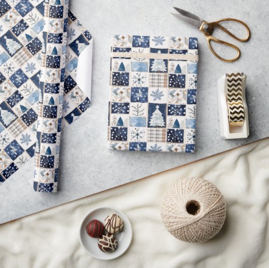 Papier d'emballage cadeau de Noël Patchwork d'hive (Artisanat)