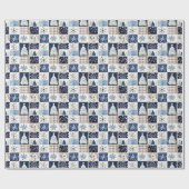 Papier d'emballage cadeau de Noël Patchwork d'hive (Plat)