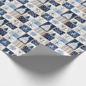 Papier d'emballage cadeau de Noël Patchwork d'hive (Coin)