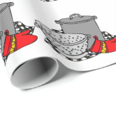 Papier d'emballage cadeau de pot de cuisine de (Coin rond)