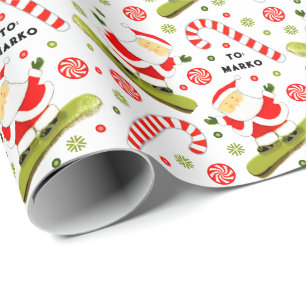Papier d'emballage cadeau de vacances de snowboard