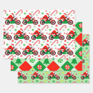 Papier d'emballage cadeau de vacances pour moto
