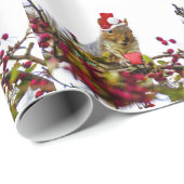 Papier d'emballage cadeau d'écureuil de Noël (Coin rond)