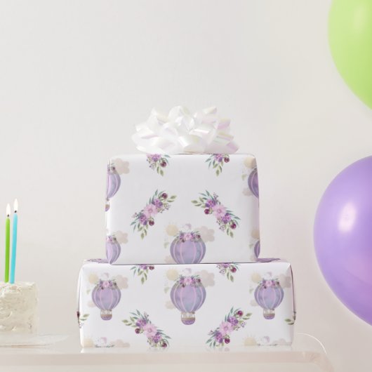 Papier d'emballage cadeau d'éléphant violet, baby  (Cadeaux de fête)