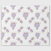 Papier d'emballage cadeau d'éléphant violet, baby  (Plat)