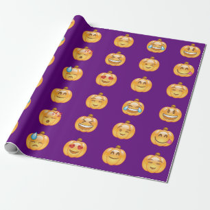 Papier d'emballage cadeau d'Emojis de citrouille