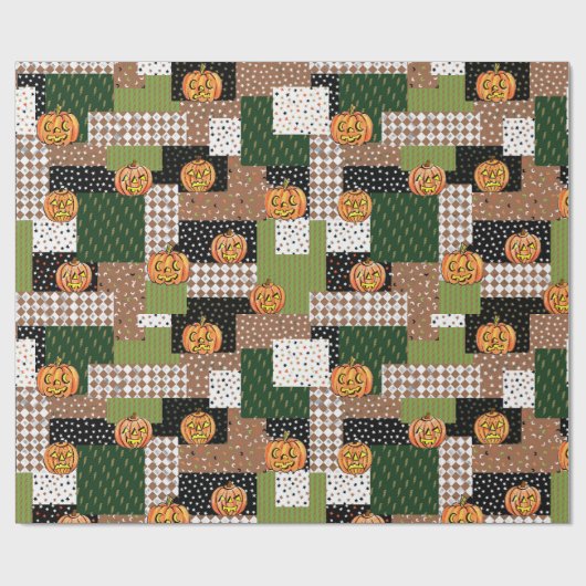 Papier d'emballage cadeau d'Halloween patchwork (Plat)