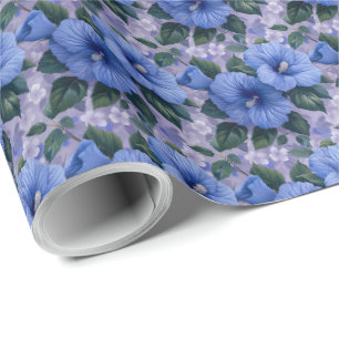 Papier d'emballage cadeau Fleurs Bleues Floral