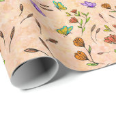 Papier d'emballage cadeau Floral Fantaisie (Coin rond)
