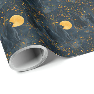 Papier d'emballage cadeau Halloween Chat Noir